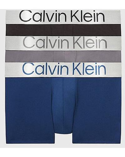 Calvin Klein 2er-Pack Boxershorts Low Rise Trunk 3 PK mit Stretch - Blau