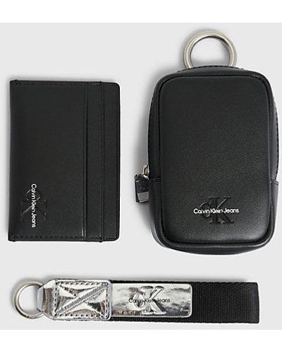 Calvin Klein Tarjetero, bolsito y llavero en set de regalo - Negro