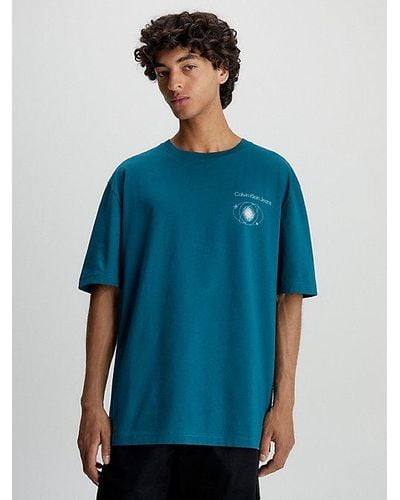 Calvin Klein Camiseta de algodón con logo en la parte trasera - Azul