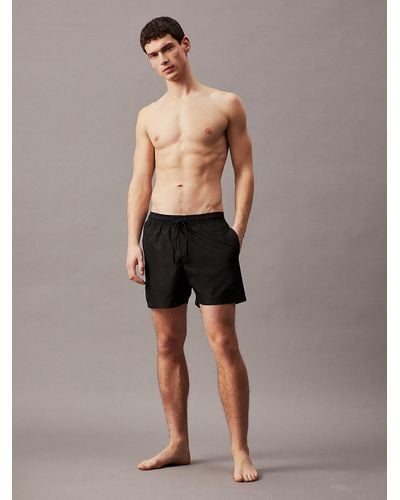Calvin Klein Medium Drawstring Swim Shorts - Ck Steel - Black