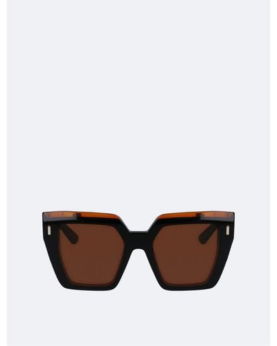 Calvin Klein Acetate Modified Square Sunglasses - Brown