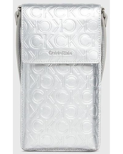 Calvin Klein Metallic-Crossbody Phone Bag - Grau