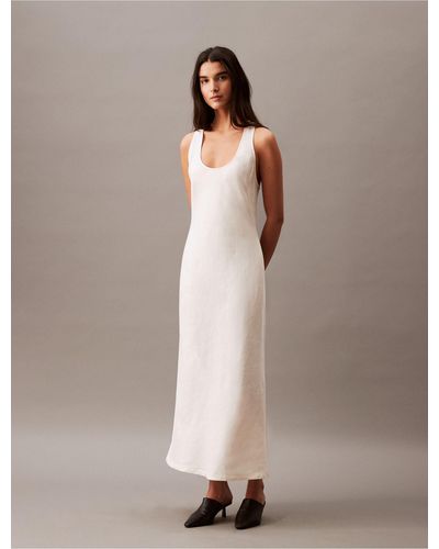 Calvin Klein Casual Linen Blend Day Dress - Natural