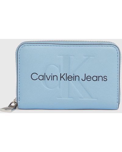 Calvin Klein Portefeuille zippé RFID avec logo - Bleu