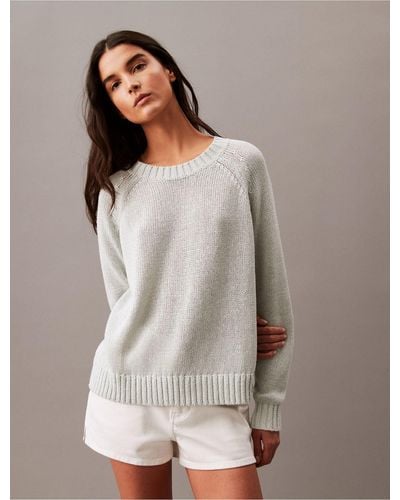 Calvin Klein Open Stitch Crewneck Sweater - Gray