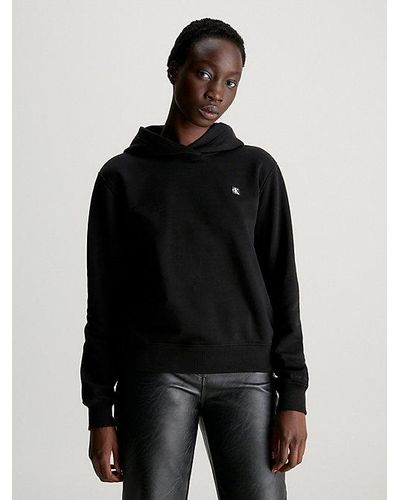 Calvin Klein Hoodie Van Badstofkatoen Met Embleem - Zwart