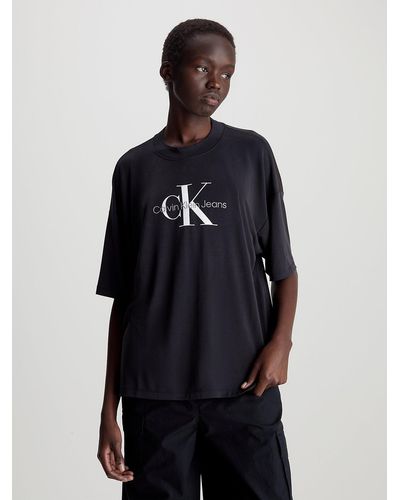 Calvin Klein T-shirt boyfriend avec monogramme - Bleu