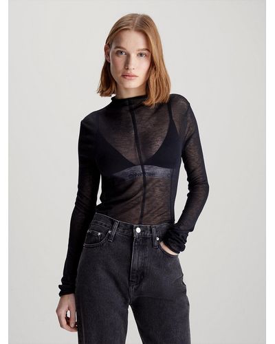 Calvin Klein Slim Sheer Knit Jumper - Black