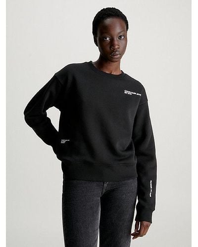 Calvin Klein Relaxed Sweatshirt Met Multi-logo - Zwart