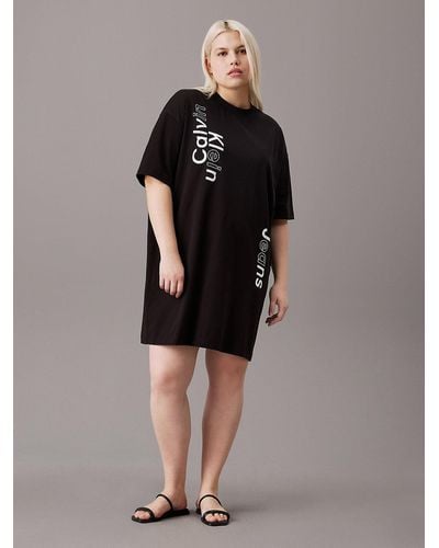 Calvin Klein Plus Size Logo T-shirt Dress - Brown