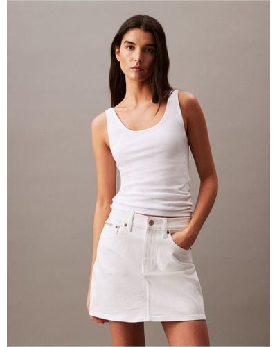 Calvin Klein Denim Mini Skirt - White