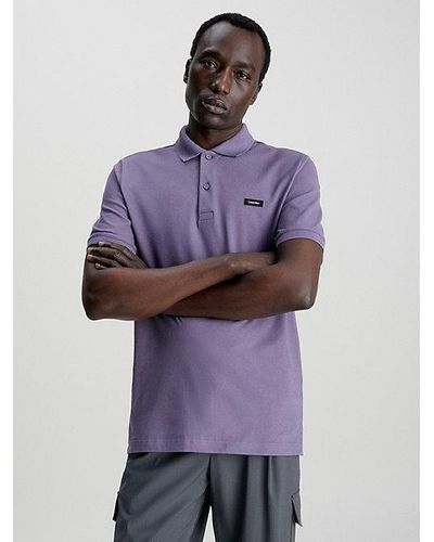 Calvin Klein Schmales Poloshirt aus Stretch-Piqué - Lila