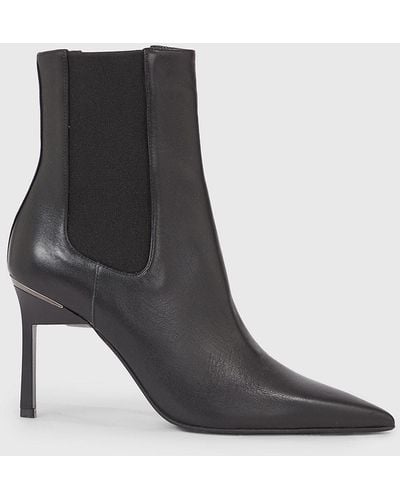 Calvin Klein Leather Stiletto Chelsea Boots - Black