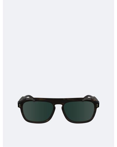 Calvin Klein Acetate Modified Rectangle Sunglasses - Green