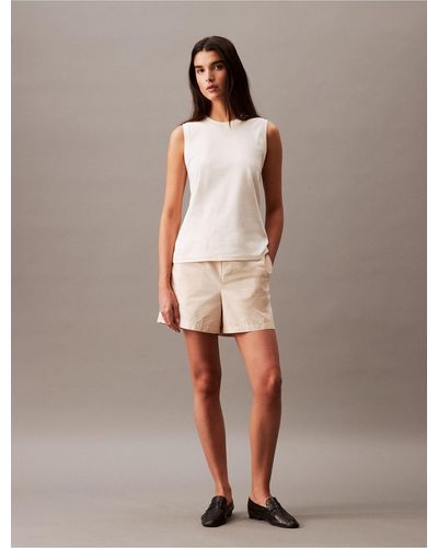Calvin Klein Tech Cotton Blend Pull-on Shorts - Natural