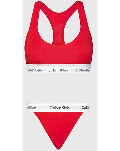 Calvin Klein Set aus Bralette und String - Modern Cotton - Rot
