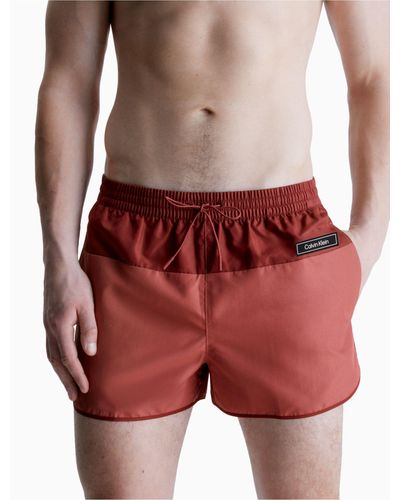 Calvin Klein Core Solids Runner Swim Shorts - Red