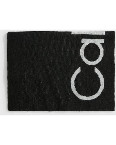 Calvin Klein Écharpe en laine mélangée avec logo - Noir