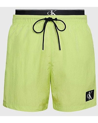Calvin Klein Bañador corto con cinturilla doble - CK Monogram - Verde