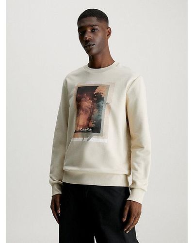 Calvin Klein Sweatshirt Met Fotoprint - Naturel