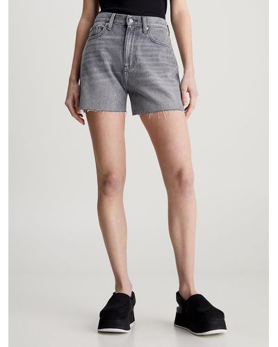 Calvin Klein Denim Mom Shorts - Grey