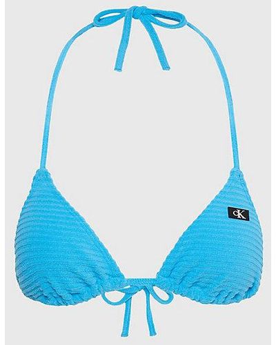 Calvin Klein Triangel Bikinitop - Ck Monogram Rib - Blauw