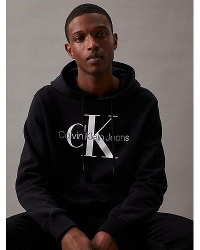 Calvin Klein Monogram Hoodie - - Black - Men - Xl - Blauw