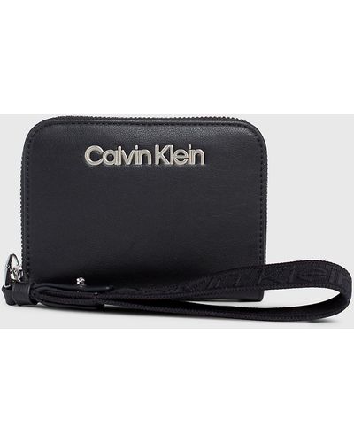 Calvin Klein Portefeuille zippé anti-RFID avec dragonne - Bleu