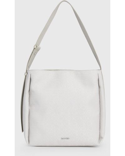 Calvin Klein Logo Jacquard Bucket Bag - White