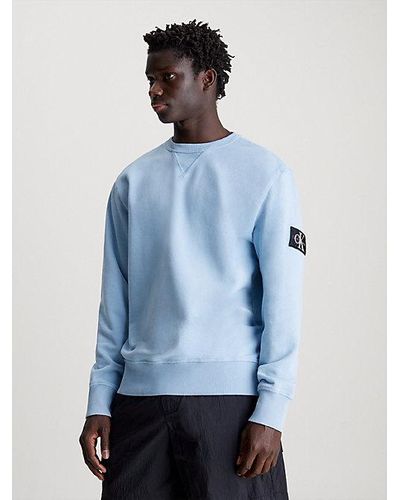Calvin Klein Gewassen Katoenen Sweatshirt Met Embleem - Blauw