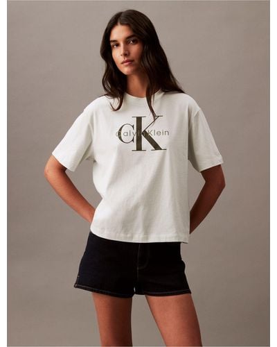 Calvin Klein Monogram Logo Boxy Crewneck T-shirt - Multicolor