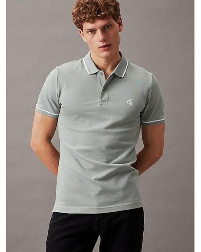 Calvin Klein Schmales Poloshirt - Grau