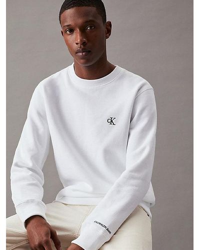 Calvin Klein Sweatshirt Van Fleece-katoenmix - Wit