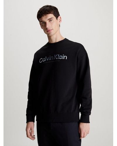 Calvin Klein Sweat-shirt en coton avec logo - Bleu