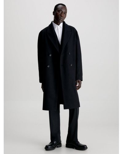 Calvin Klein Manteau à double boutonnage en laine de cachemire - Noir