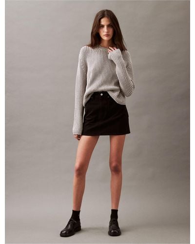 Calvin Klein Cage Yarn Chunky Sweater - Gray