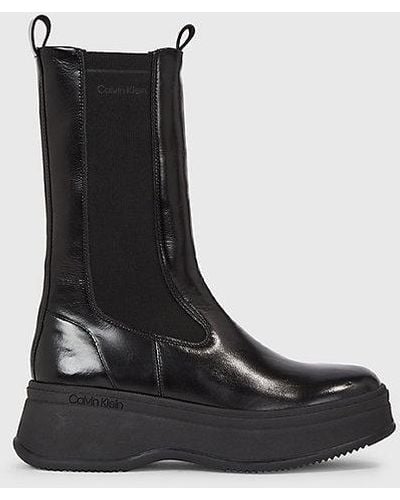 Calvin Klein Chelsea-Boots aus Leder mit Plateau-Sohle - Schwarz
