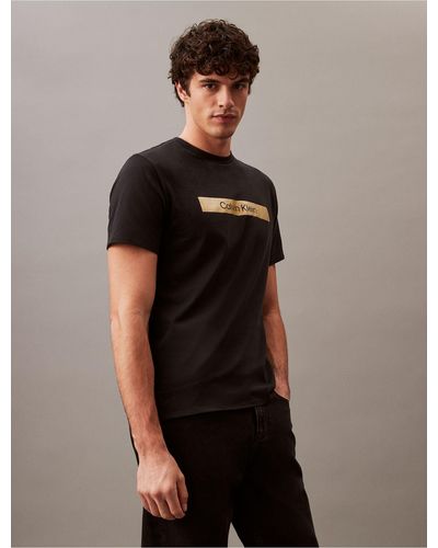 Calvin Klein Box Foil Logo Graphic Crewneck T-shirt - Black