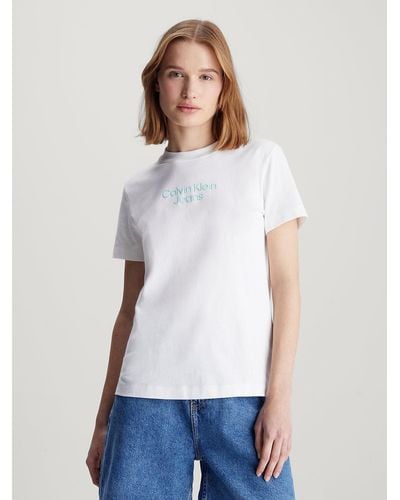 Calvin Klein T-shirt avec logo en relief - Blanc