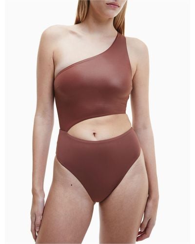 Calvin Klein Core Essentials One Shoulder Swimsuit - Multicolour