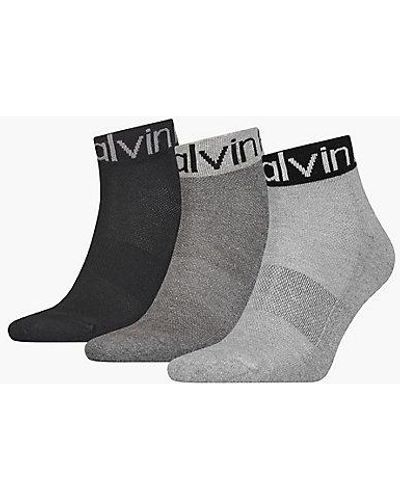 Calvin Klein 3 Pack Logo Ankle Socks - - Grey - Men - One Size - Gris