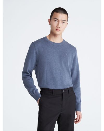 Calvin Klein Smooth Cotton Sweater - Blue