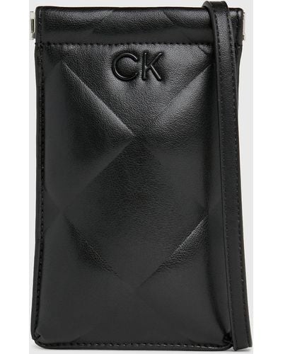 Calvin Klein Quilted Crossbody Phone Pouch - Black