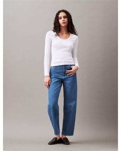 Calvin Klein Barrel Fit Jeans - White