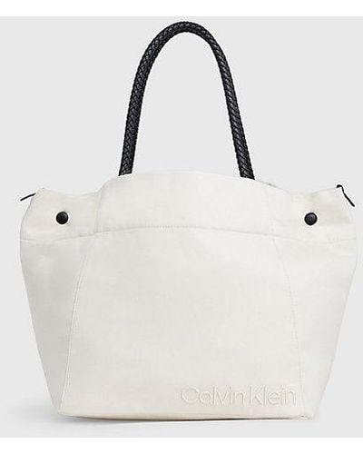 Calvin Klein Grote Canvas Tote Bag - Wit