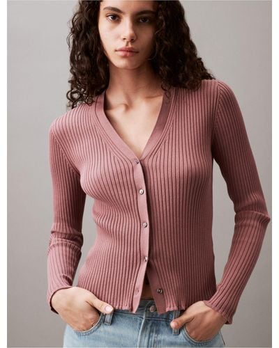 Calvin Klein Smooth Cotton Rib Sweater Cardigan - Multicolour