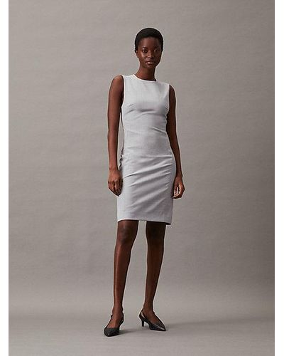Calvin Klein Vestido recto slim de mezcla de lana - Marrón