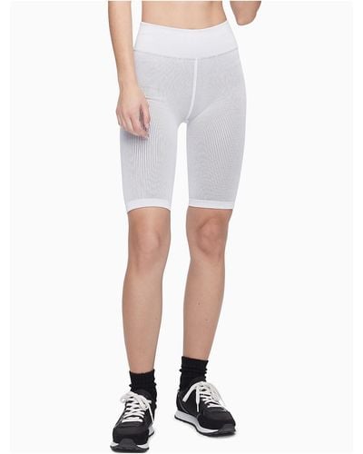 Calvin Klein Performance Ribbed High Waist Bike Shorts - White