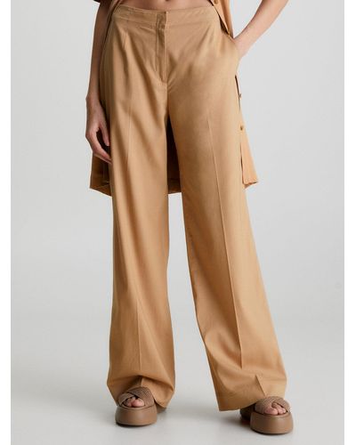 Calvin Klein Pantalon droit doux et cintré - Neutre