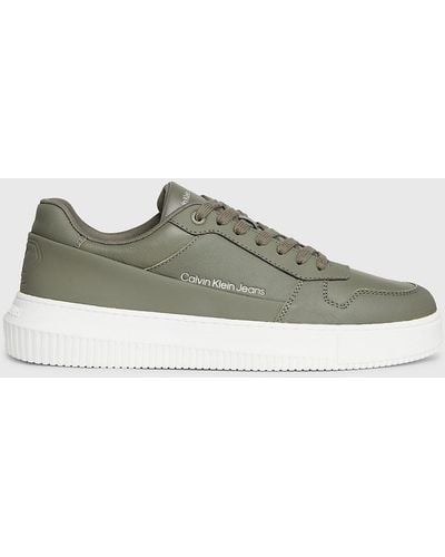Calvin Klein Faux Leather Trainers - Green